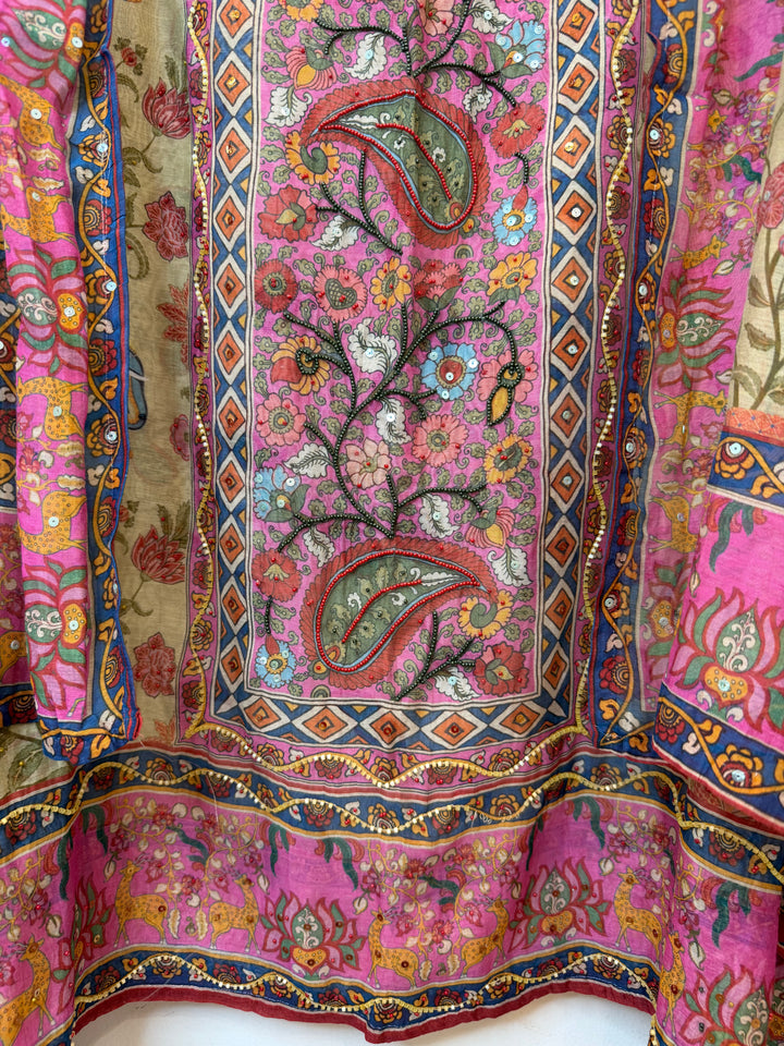 Mirella – Pink Mul Cotton Printed Sequin Suit