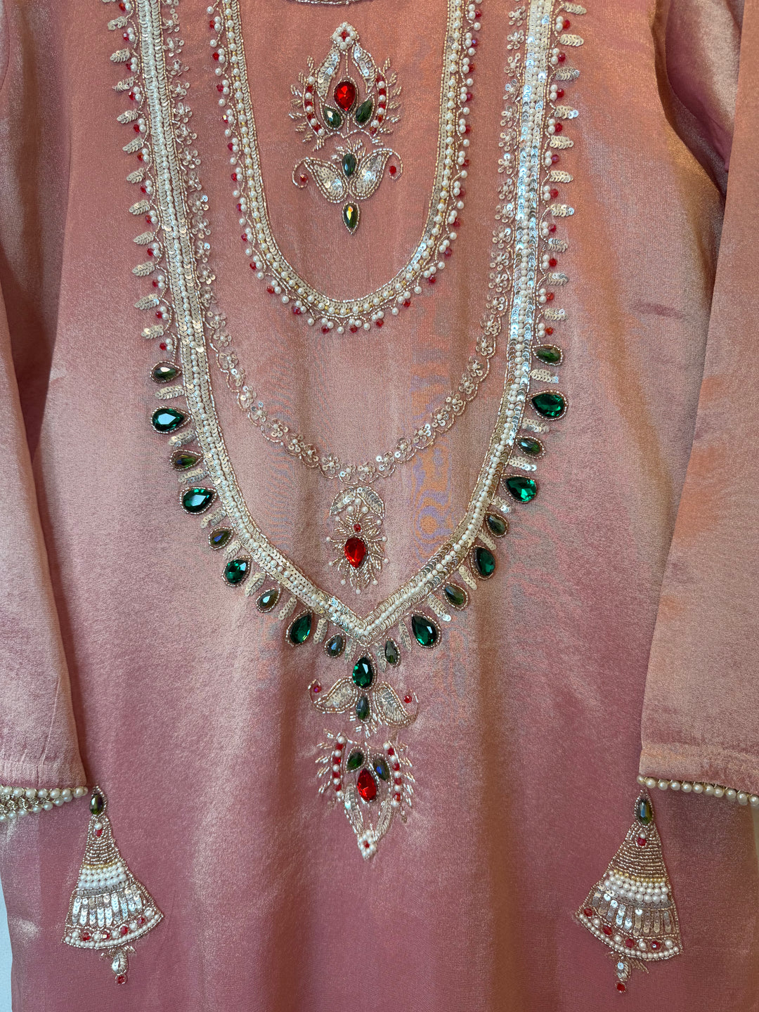 Jhumara – Pink Stitched Tissue Festive Set