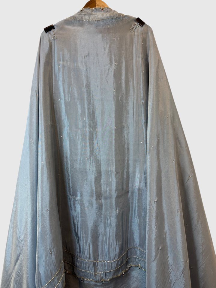 Noor-e-Zar – Powder Blue Tissue Handcrafted Suit