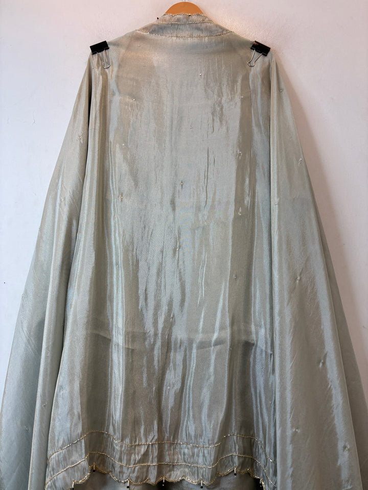 Noor-e-Zar – Light Ice Blue Tissue Handcrafted Suit