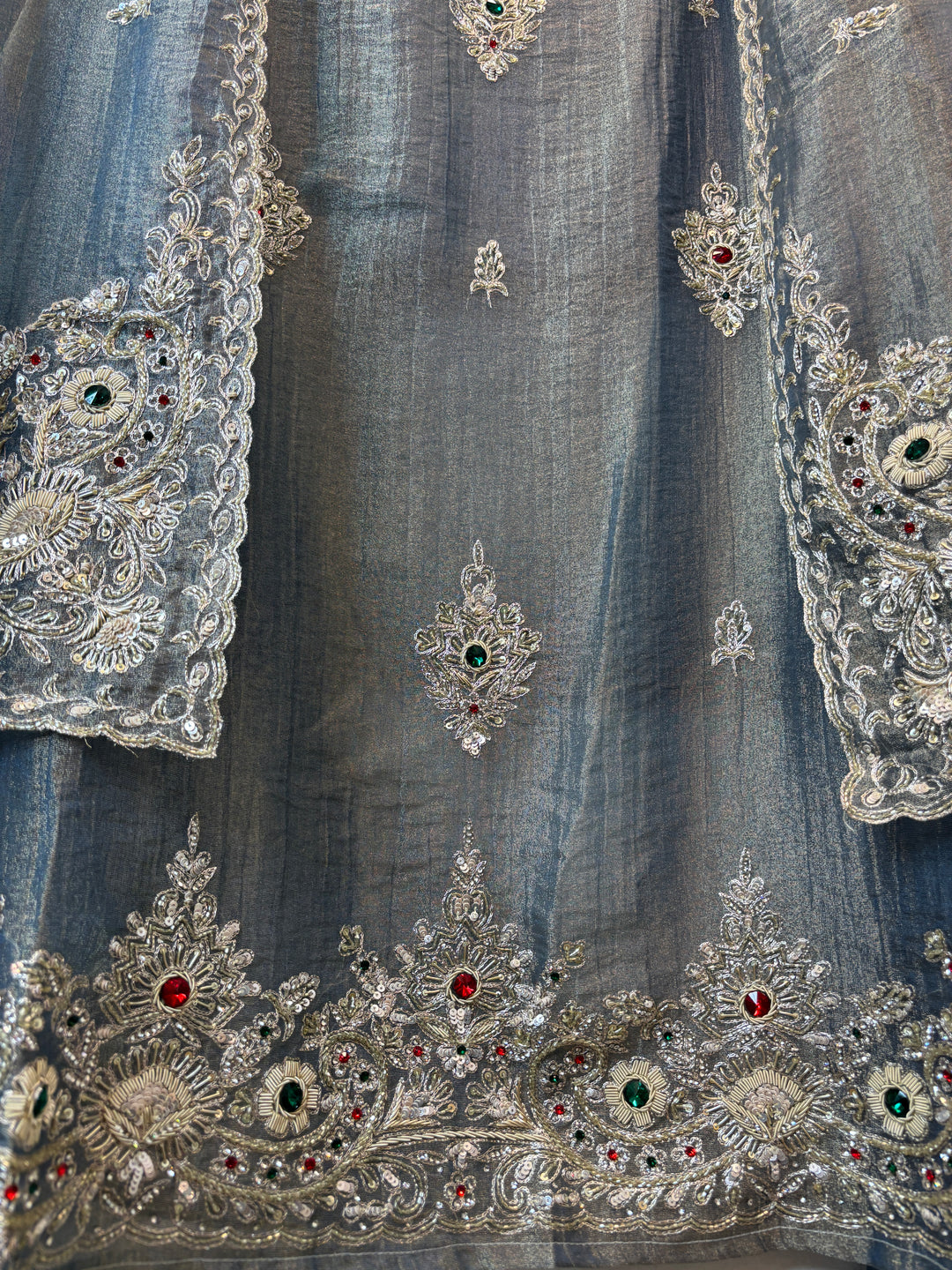 Zehra – Smoky Grey Crush Tissue Handcrafted Suit
