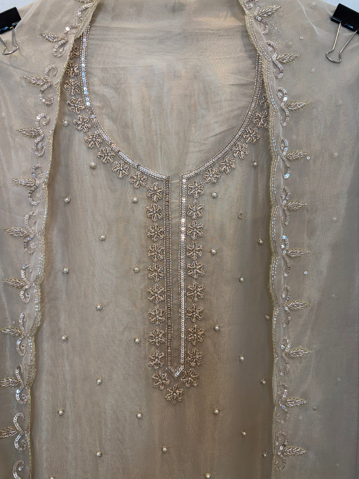 Zehvara – Tissue Pearl Dabka Suit