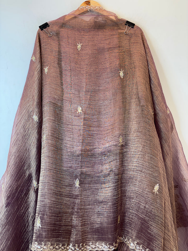 Zehra – Mauve Brown Crush Tissue Handcrafted Suit
