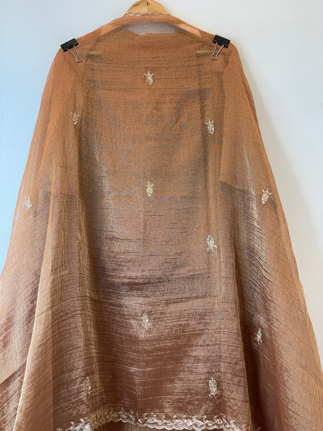 Zehra – Copper Brown Crush Tissue Handcrafted Suit