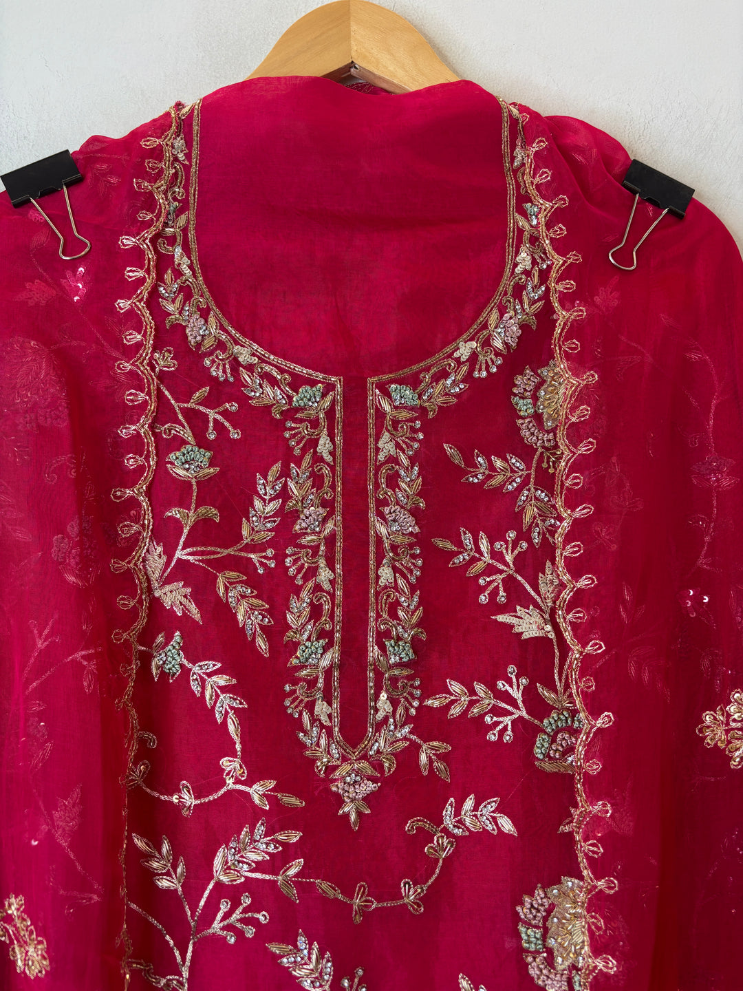 Zarina – Rani Pink Handcrafted Organza Luxury Suit