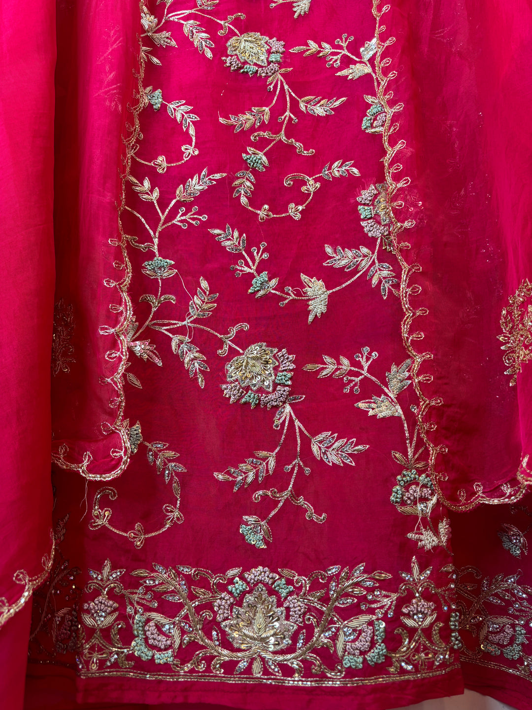 Zarina – Rani Pink Handcrafted Organza Luxury Suit