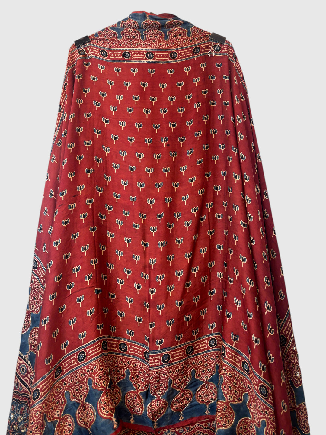 Red Pure Ajrakh Modal Suit Set with Mirror &amp; Lotus Handwork
