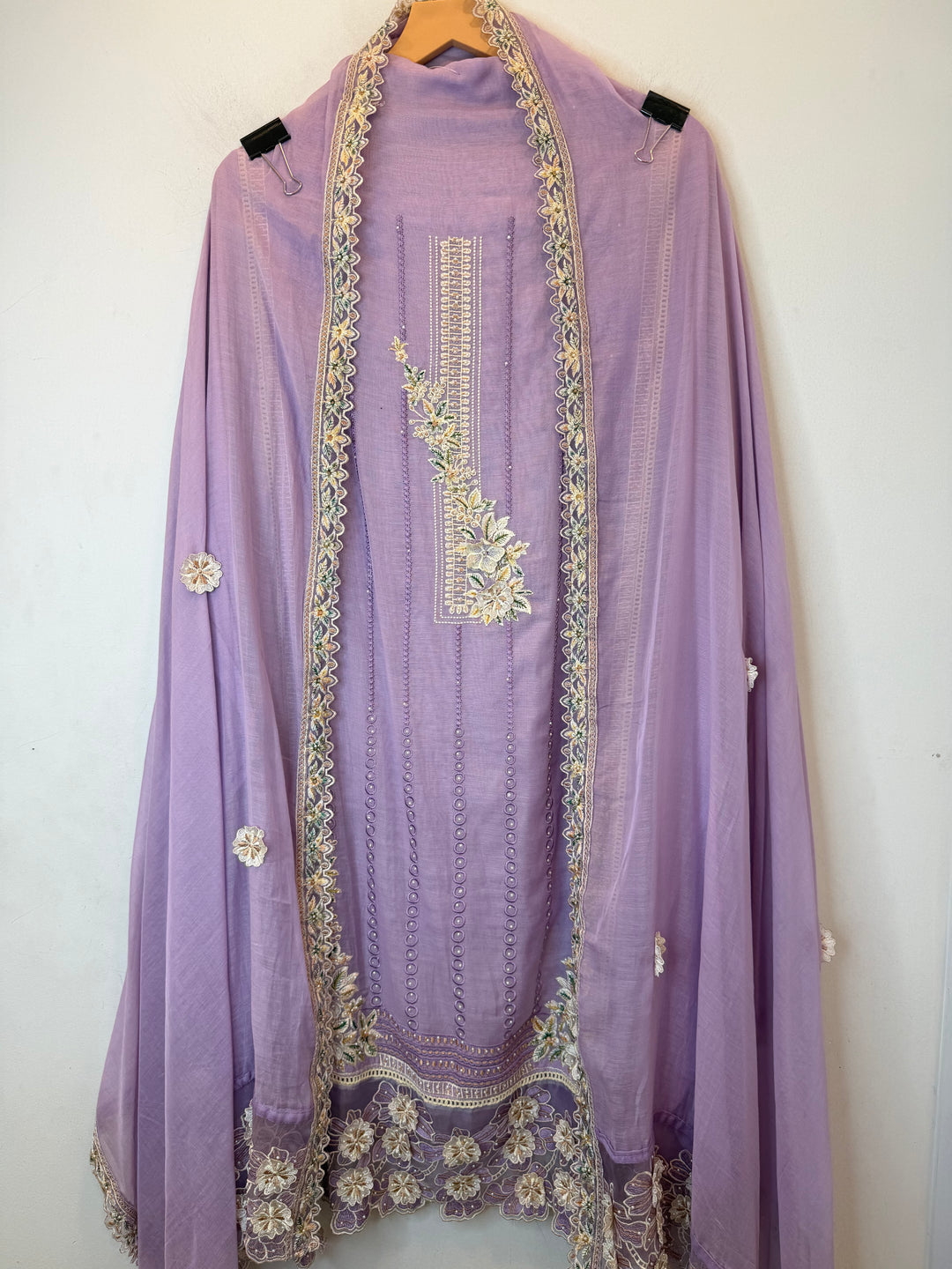 Florisse – Purple Mul Cotton 3D Pearl Suit