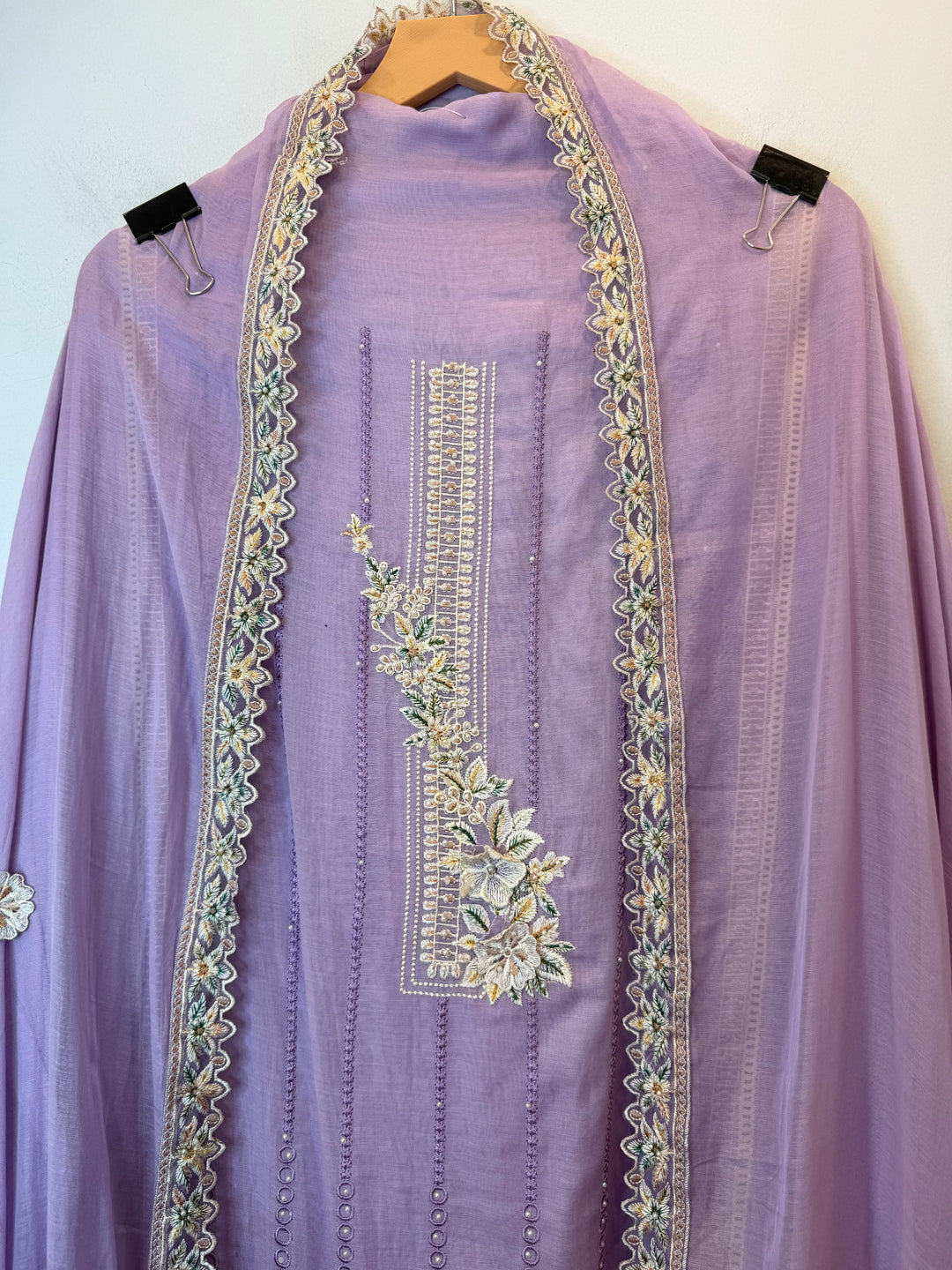 Florisse – Purple Mul Cotton 3D Pearl Suit