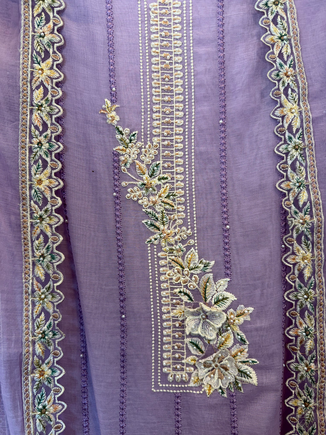 Florisse – Purple Mul Cotton 3D Pearl Suit