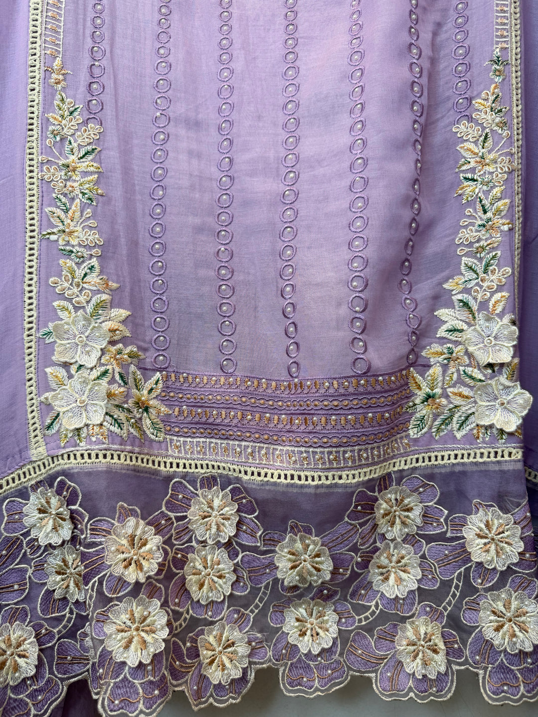 Florisse – Purple Mul Cotton 3D Pearl Suit