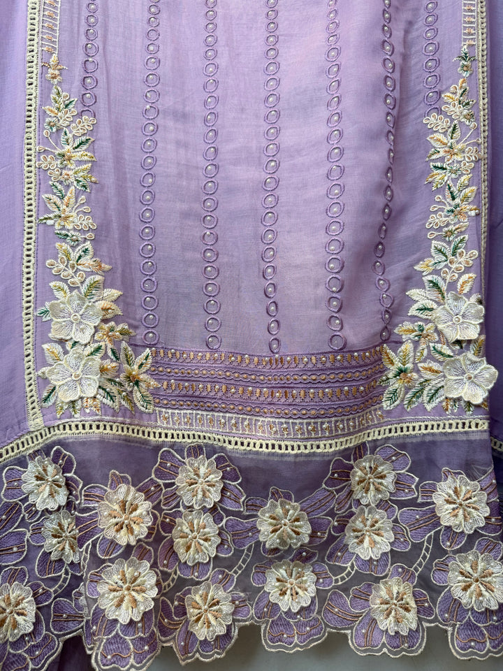 Florisse – Purple Mul Cotton 3D Pearl Suit