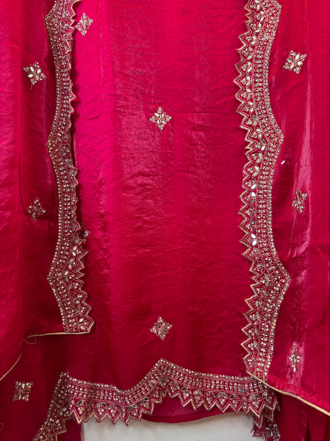 Nooraya – Rani Pink Glass Organza Mirror Work Suit