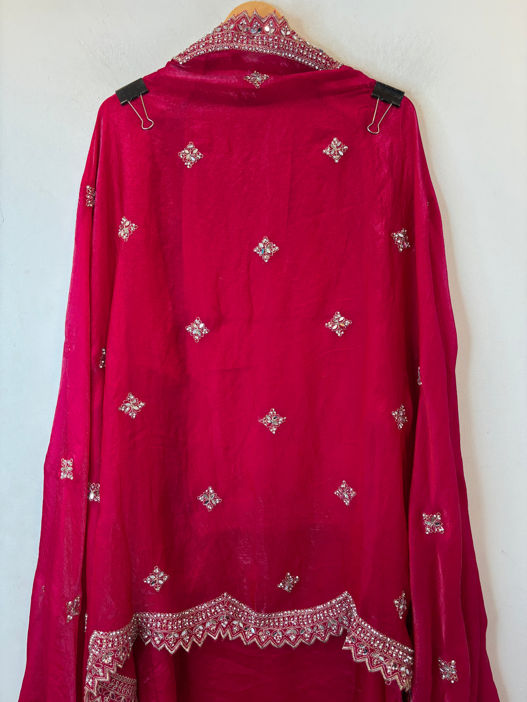 Nooraya – Rani Pink Glass Organza Mirror Work Suit