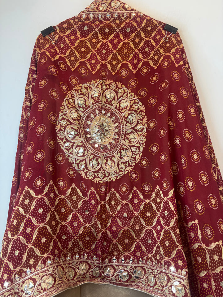 Mahira – Red Tissue Mirror &amp; Dori Semi-Stitched Suit