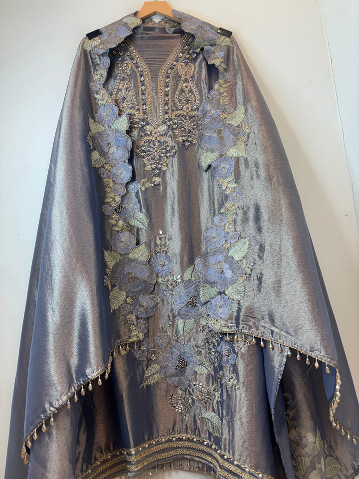 Zohra – Tissue Embroidered Handwork Suit DK2