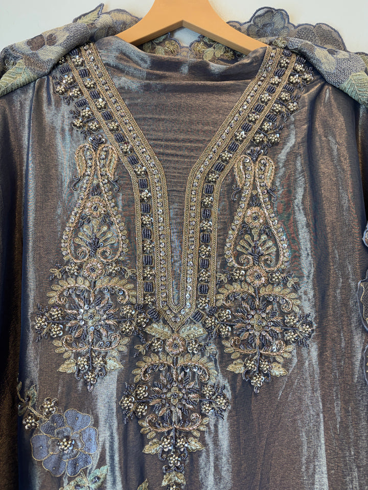 Zohra – Tissue Embroidered Handwork Suit DK2