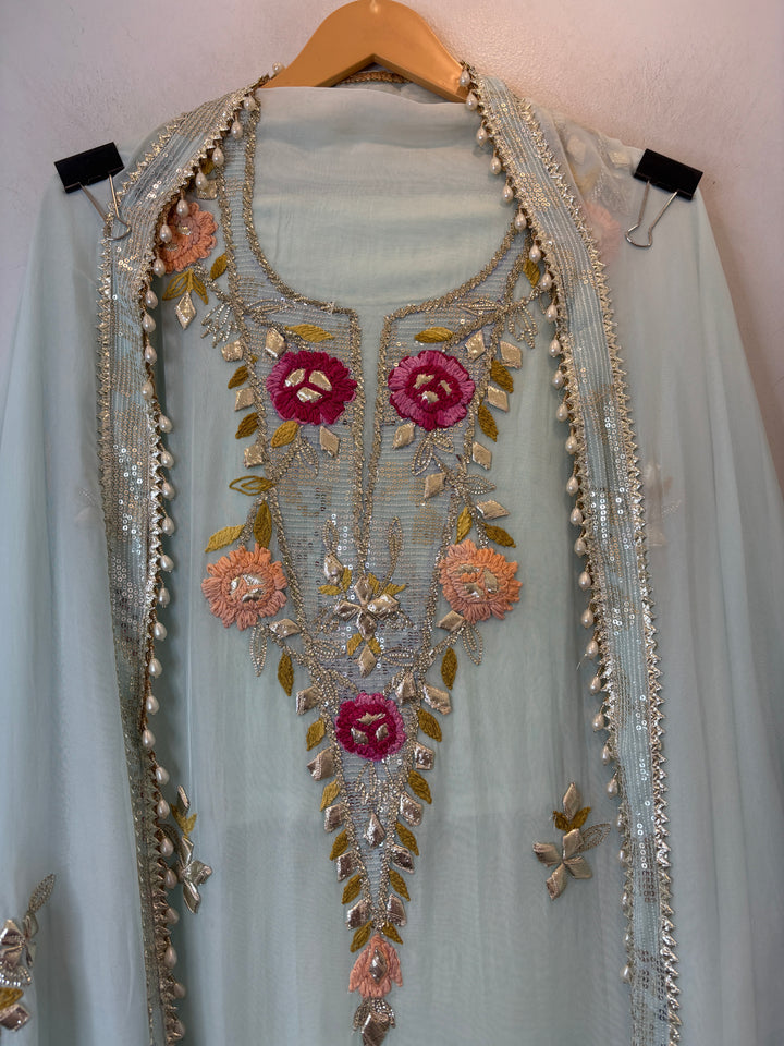 Afsana – Organza Zari Gotta Embellished Suit B20001