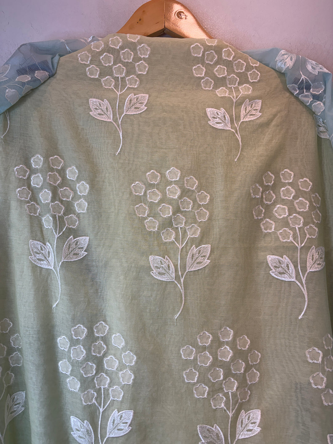 Zivara – Yellow with Blue Mul Chanderi Ombre Appliqué Work Unstitched Suit