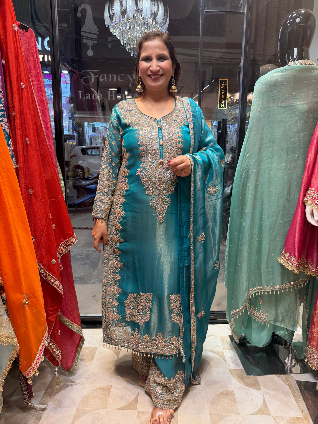 Zarisha – Blue Tissue Heavy Beadwork Suit