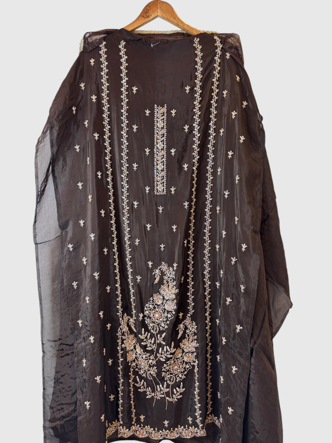 Aaira – Brown Silk Organza Handwork Suit