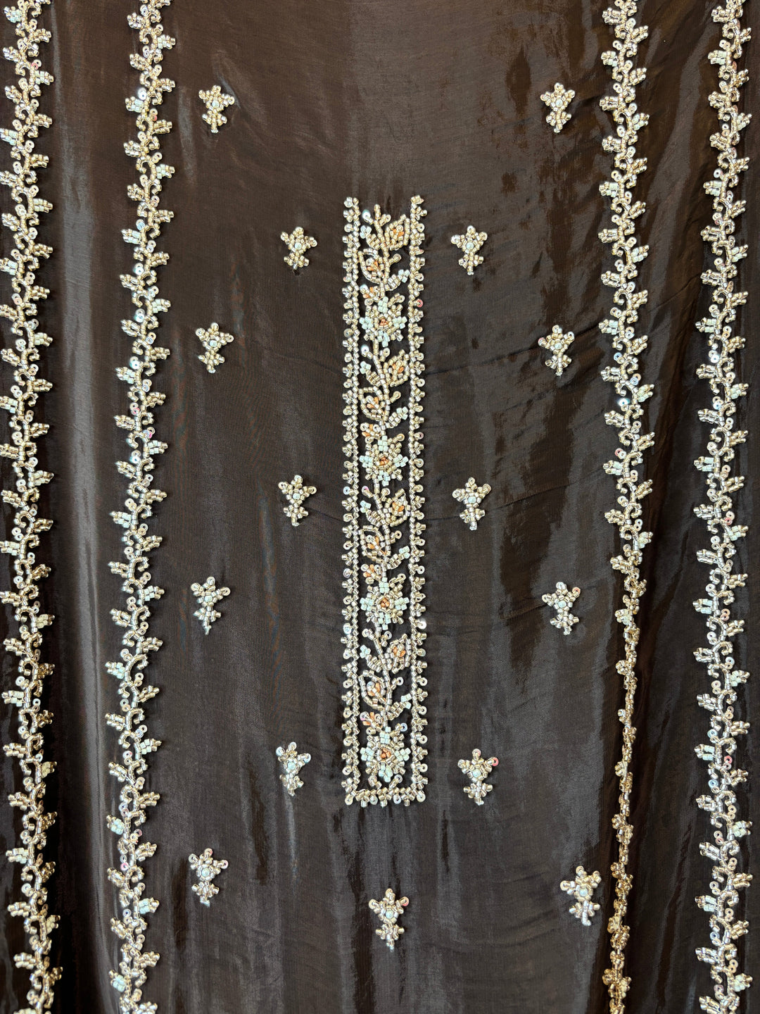 Aaira – Brown Silk Organza Handwork Suit