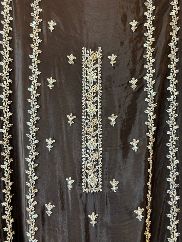 Aaira – Brown Silk Organza Handwork Suit