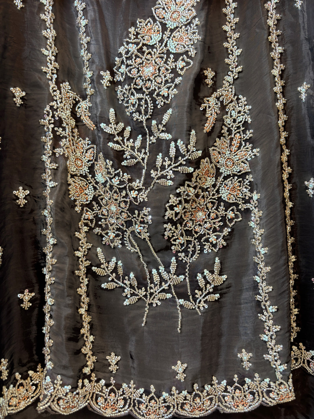 Aaira – Brown Silk Organza Handwork Suit