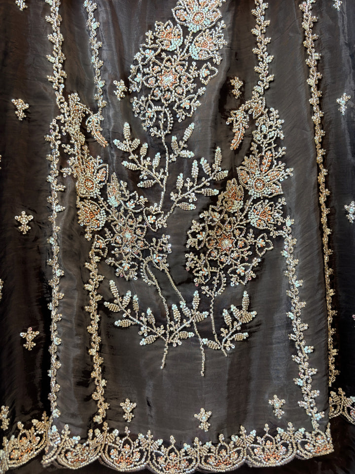 Aaira – Brown Silk Organza Handwork Suit