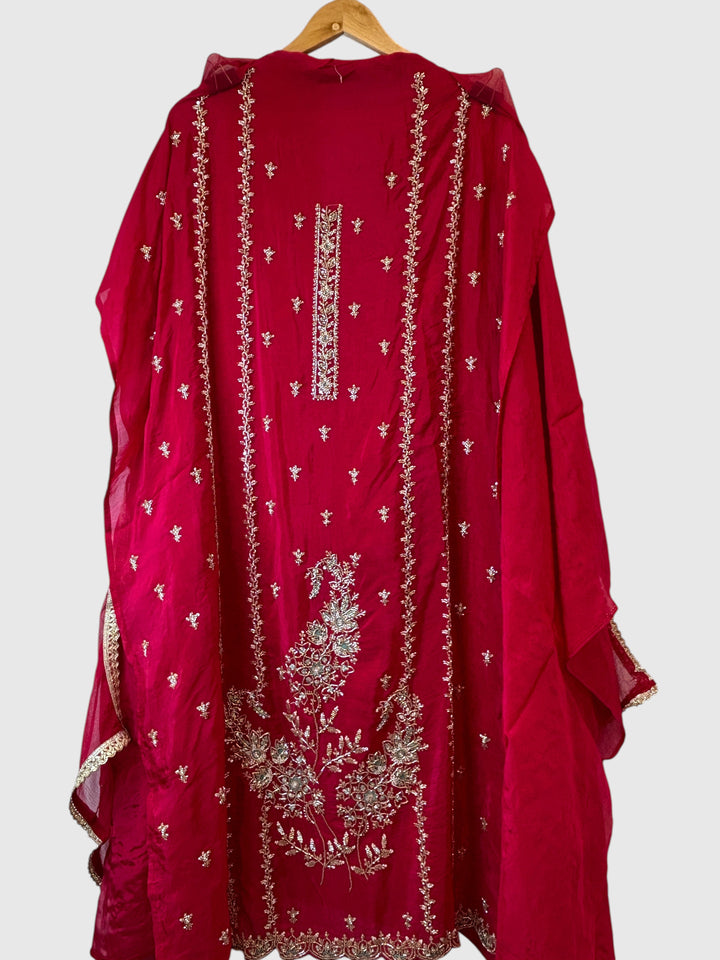 Aaira – Rust Silk Organza Handwork Suit