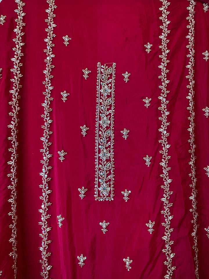 Aaira – Rust Silk Organza Handwork Suit