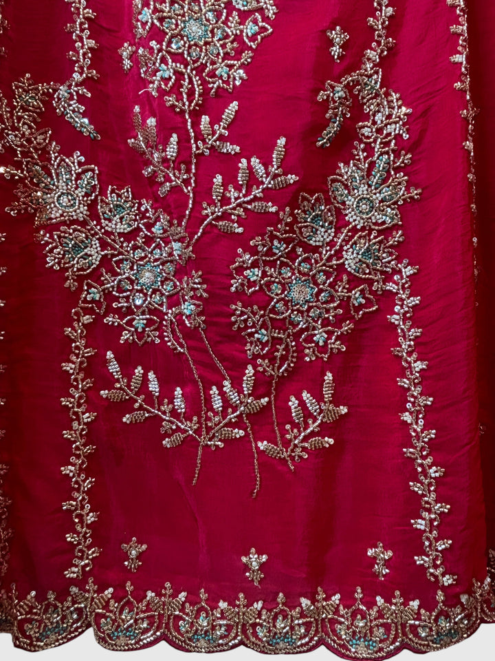 Aaira – Rust Silk Organza Handwork Suit
