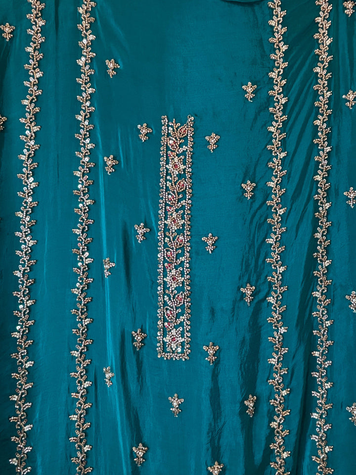 Aaira – Blue Silk Organza Handwork Suit