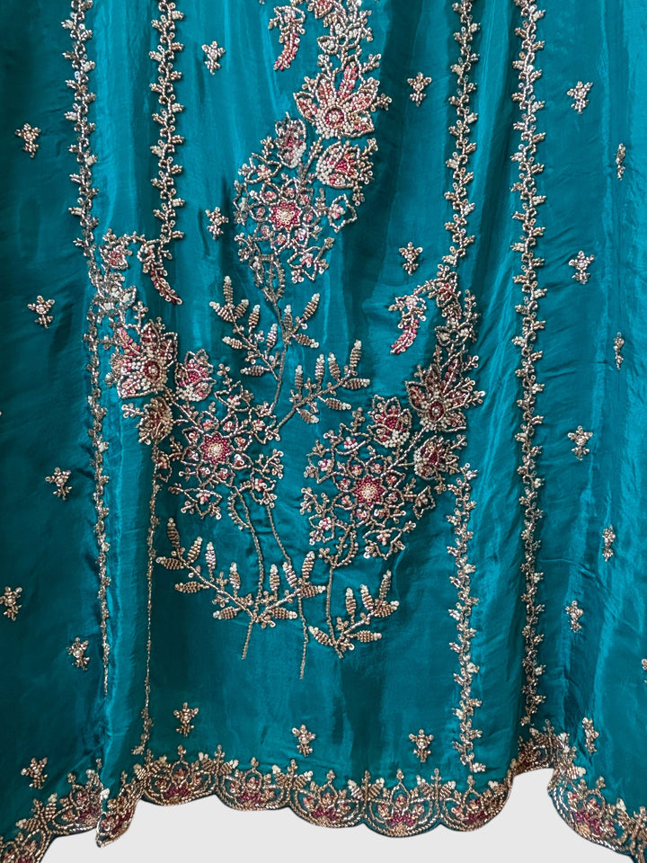 Aaira – Blue Silk Organza Handwork Suit