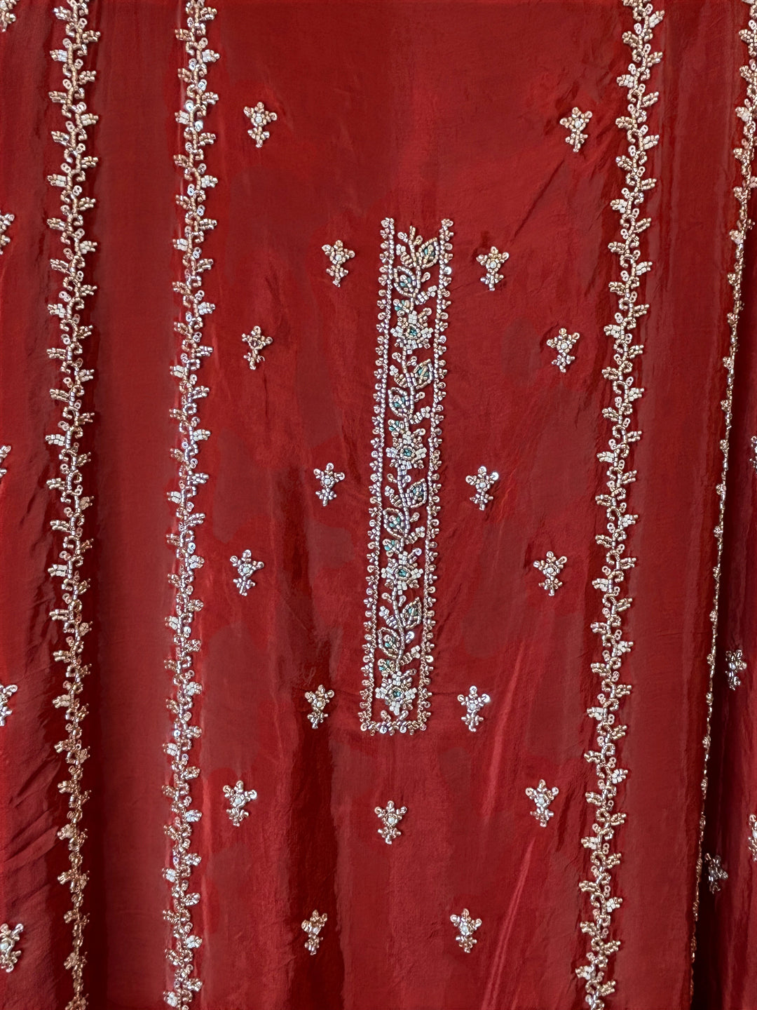 Aaira – Orange Silk Organza Handwork Suit