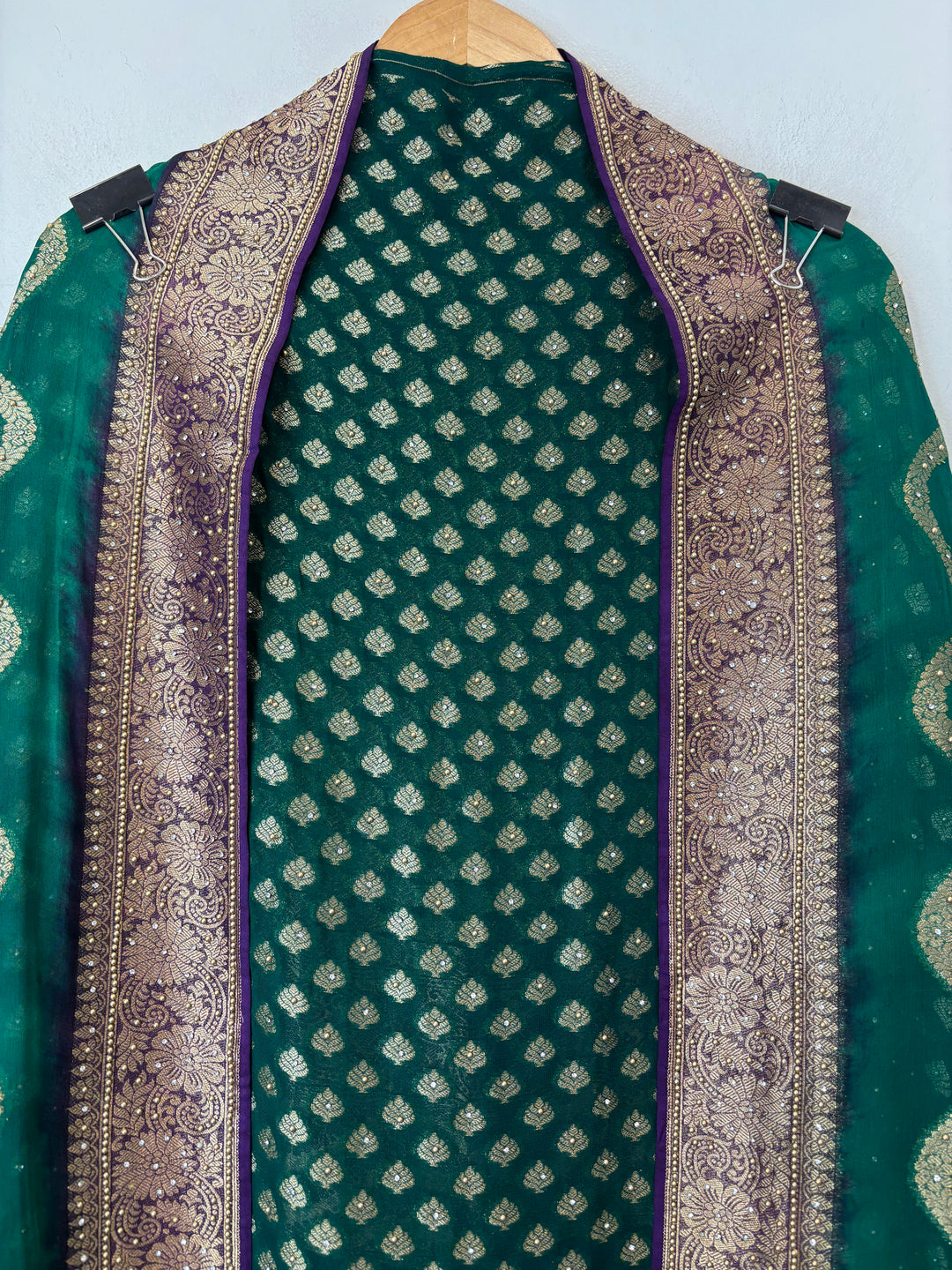Mahira – Green Pure Khadi Georgette Leheriya Suit