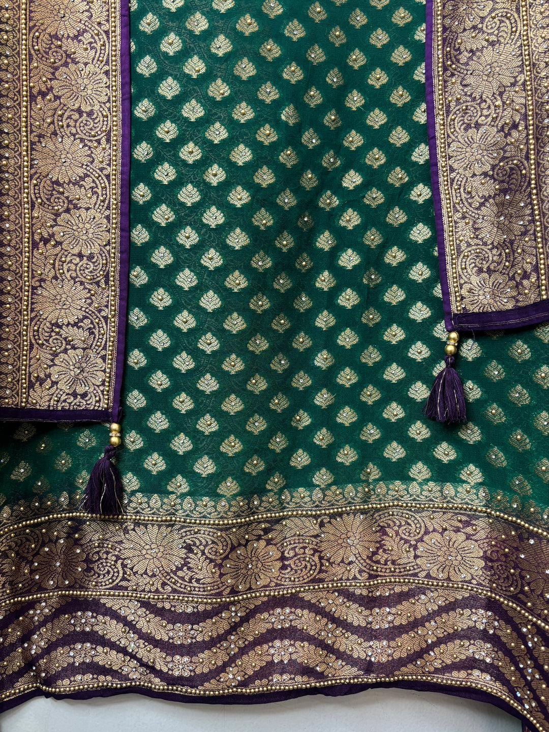 Mahira – Green Pure Khadi Georgette Leheriya Suit