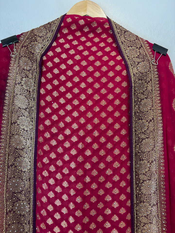 Mahira – Pink Pure Khadi Georgette Leheriya Suit