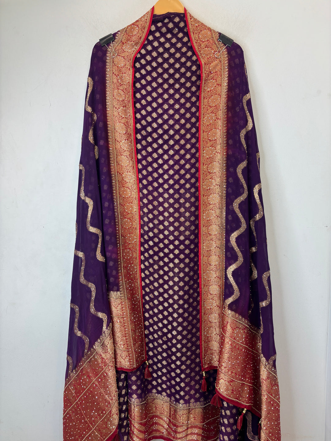 Mahira – Purple Pure Khadi Georgette Leheriya Suit