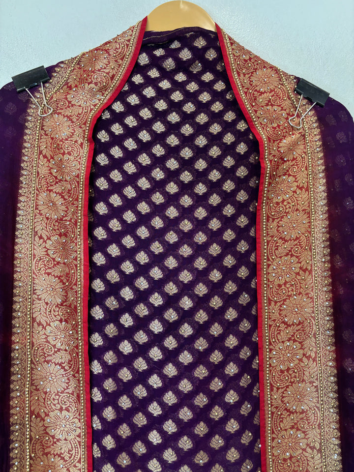 Mahira – Purple Pure Khadi Georgette Leheriya Suit
