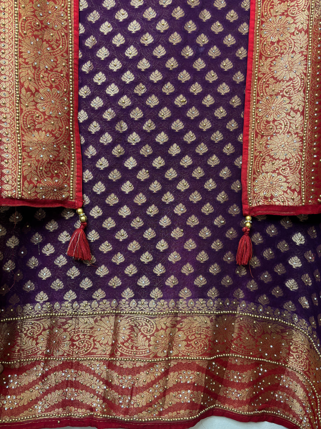 Mahira – Purple Pure Khadi Georgette Leheriya Suit