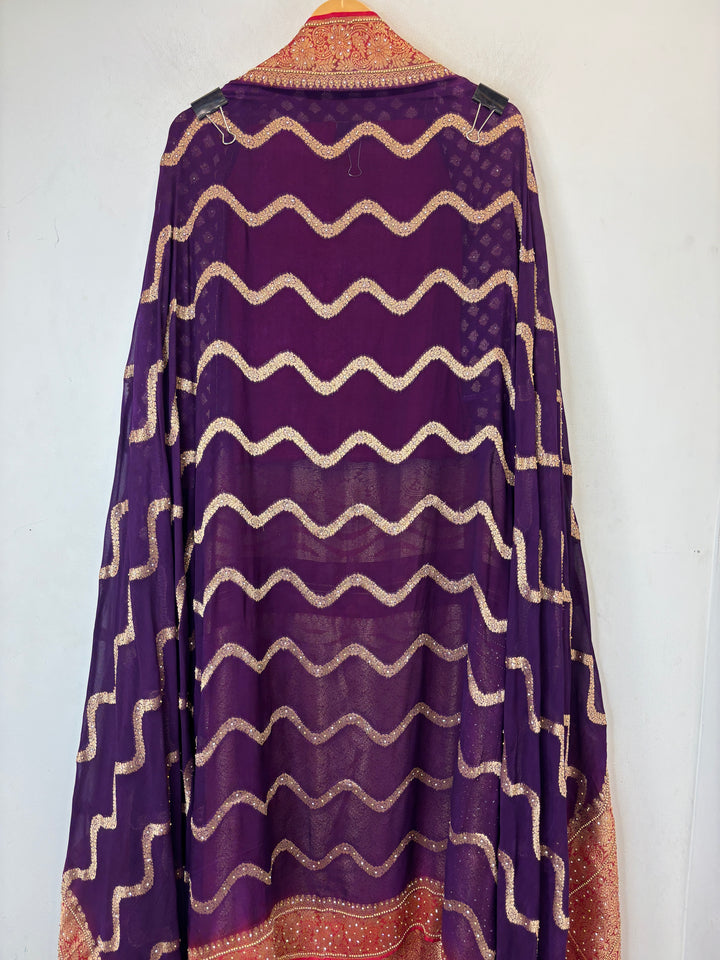 Mahira – Purple Pure Khadi Georgette Leheriya Suit