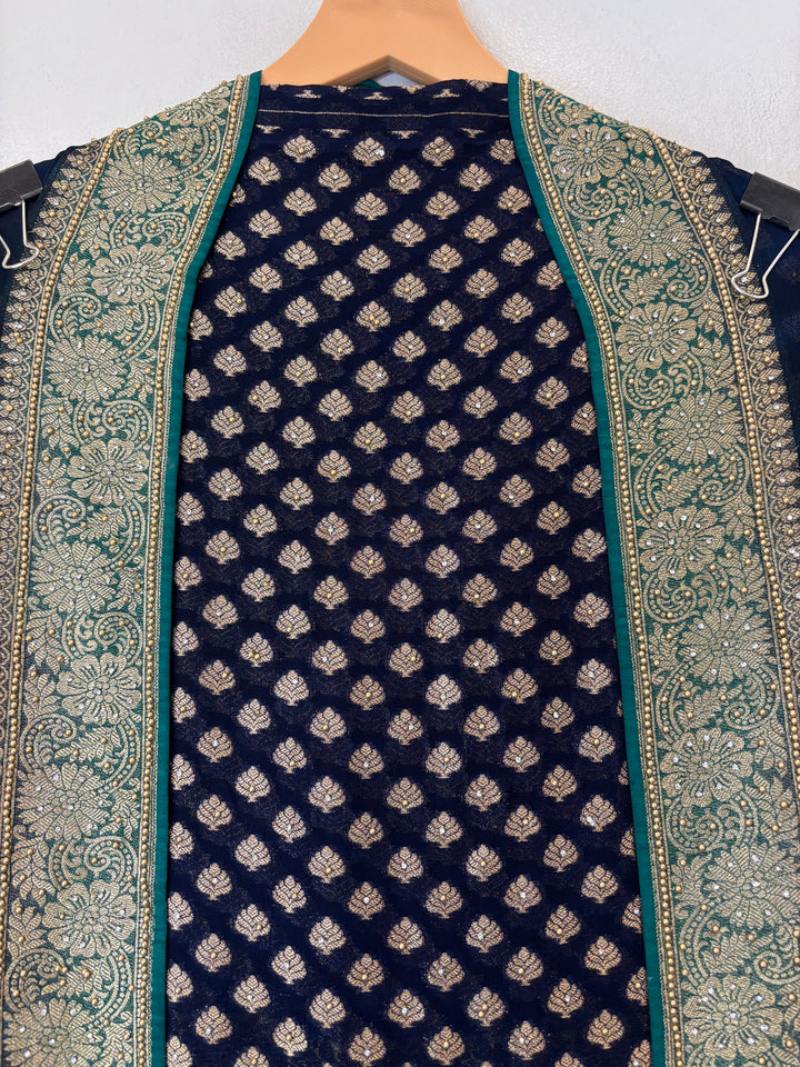 Mahira – Blue Pure Khadi Georgette Leheriya Suit