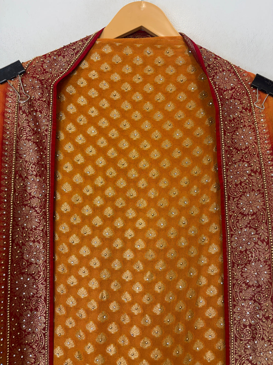 Mahira – Mustard Yellow Pure Khadi Georgette Leheriya Suit