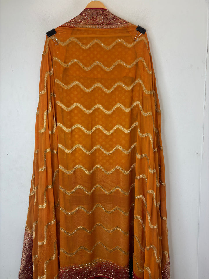 Mahira – Mustard Yellow Pure Khadi Georgette Leheriya Suit