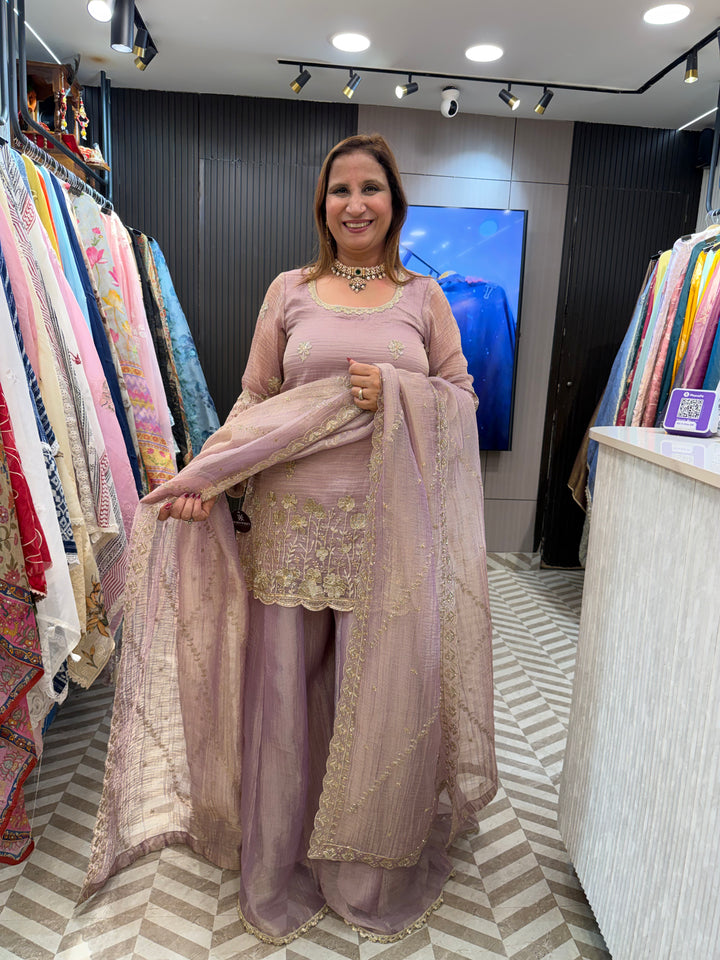 Zarvella – Lavender Crushed Tissue Sharara Set
