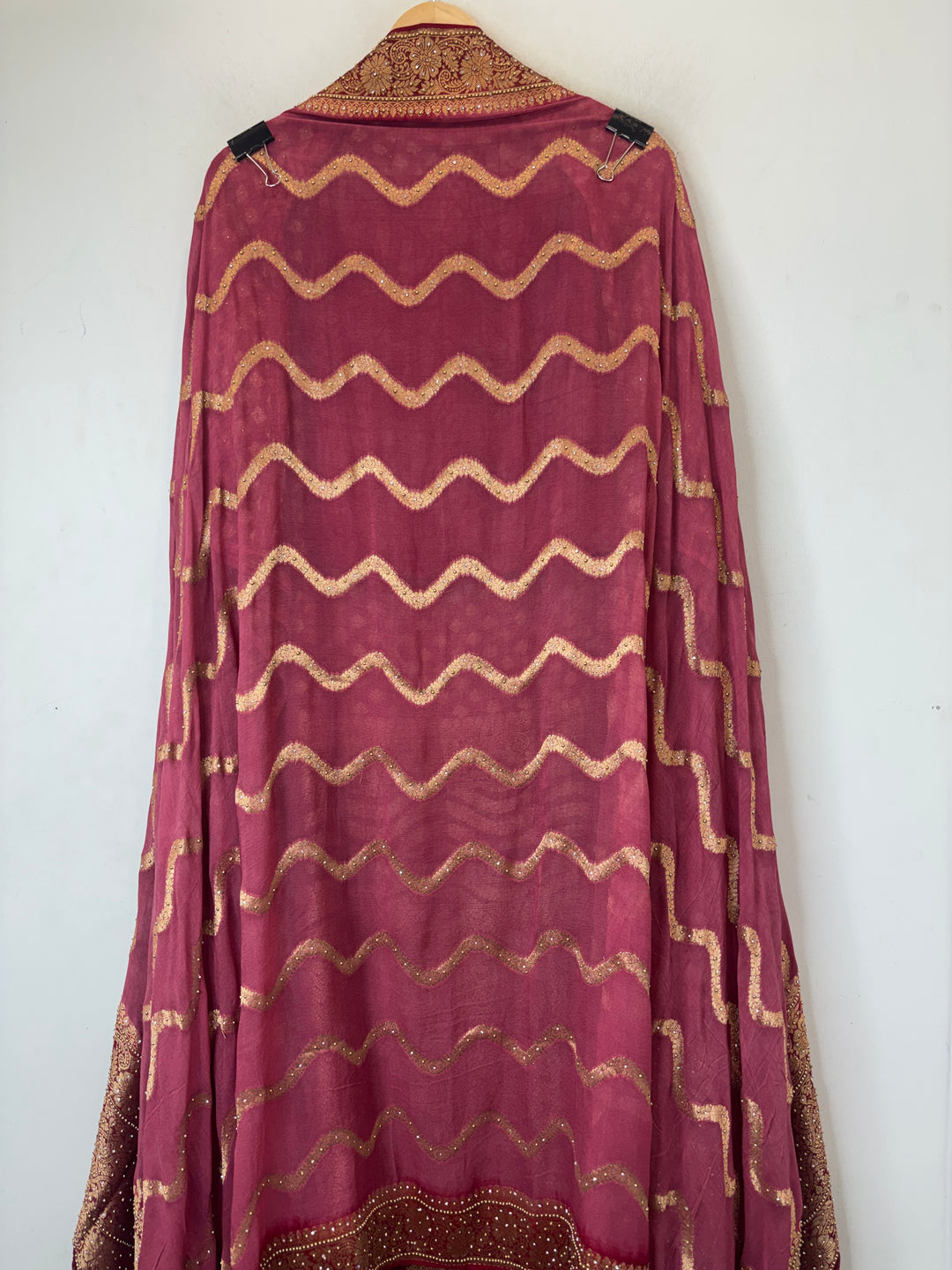 Mahira – Maroon Pure Khadi Georgette Leheriya Suit