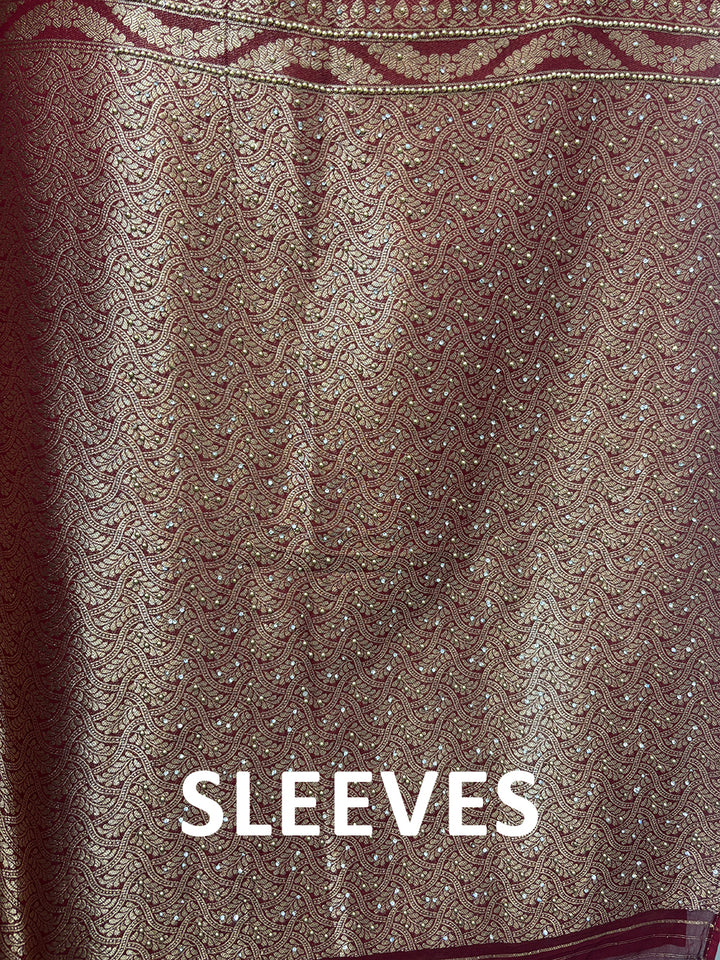 Mahira – Maroon Pure Khadi Georgette Leheriya Suit