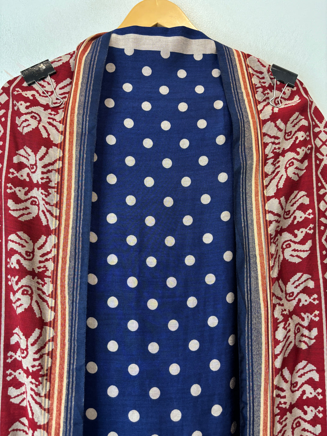Mahira – Blue Maheshwari Polka Dot Suit