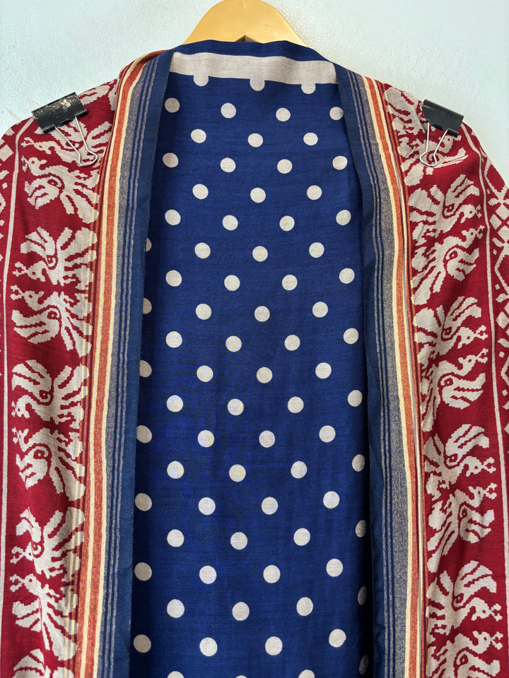 Mahira – Blue Maheshwari Polka Dot Suit